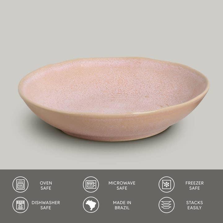 Pink Bio Stoneware Litchi Pasta Plate, 37.2 Oz for wholesale on Faire2