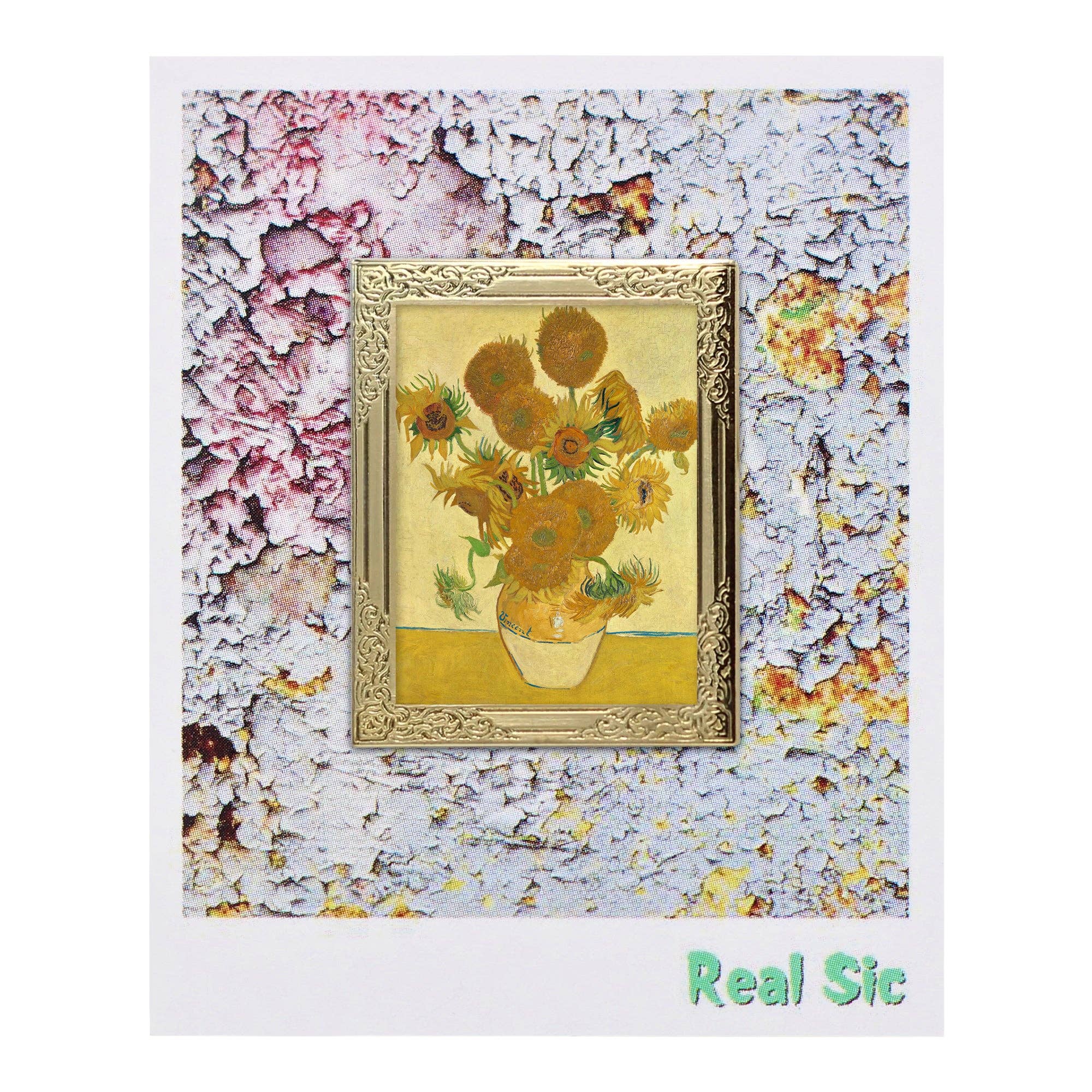 Real Sic - Venta al por mayor Botón/prendedor - Pin de pintura esmaltada para solapa Art Frame, girasoles (1888)1