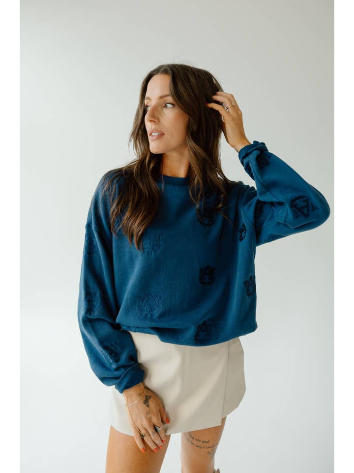 Gameday Social Apparel Co.® - Wholesale Sweatshirt - Women's - Auburn Ritter Repeat Lantern Sleeve Crew1