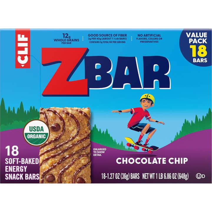 Snacky Candy - Wholesale Snack bar - Clif Kid ZBAR Chocolate Chip 1.27oz 18 count2