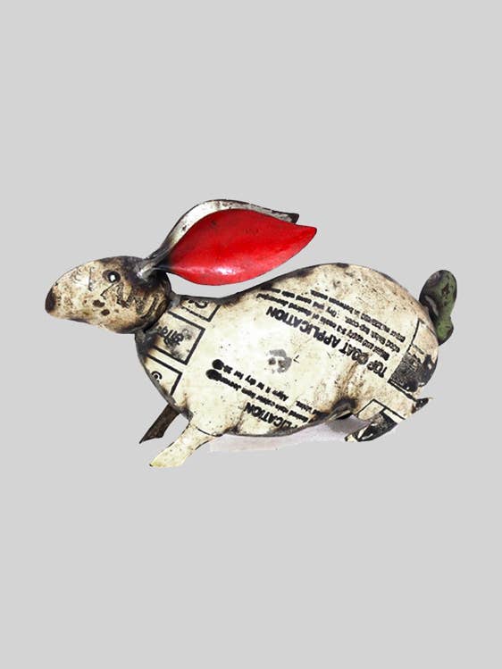 White Rabbit Recycled Metal Animals for wholesale by Everyday Artifact
