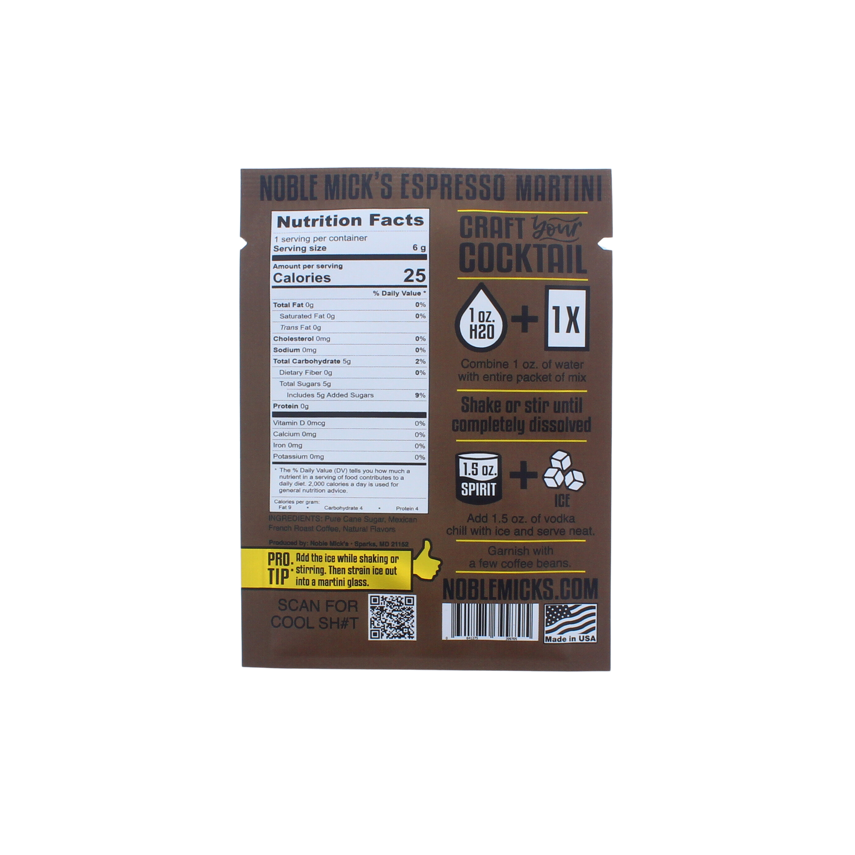 Noble Mick's - Craft Beverage Company - Wholesale Cocktail Mix/Syrup - Espresso Martini Single Serve Craft Cocktail3