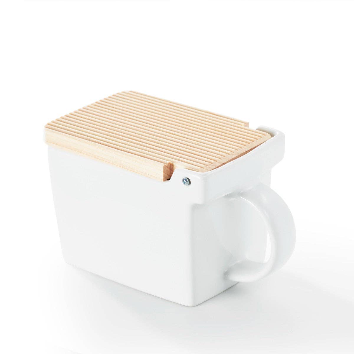 ZERO JAPAN USA - Wholesale Salt & Pepper Shaker Set - Bee House Ceramic Salt Box With Wooden Lid - White3