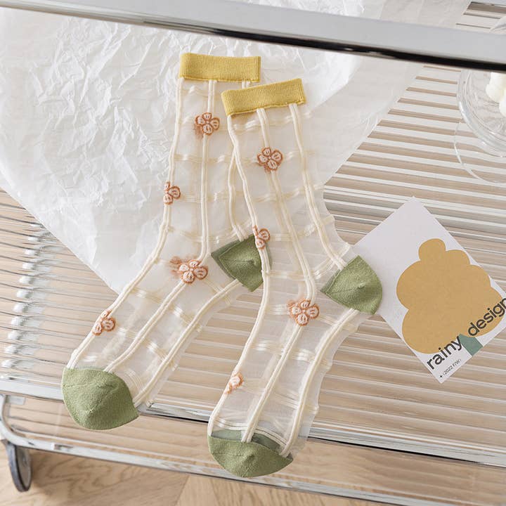 ACCITY - Wholesale Socks - Women's - FLORAL SUMMER SHEER MESH SOCKS FOR WOMENS_CWMS04443