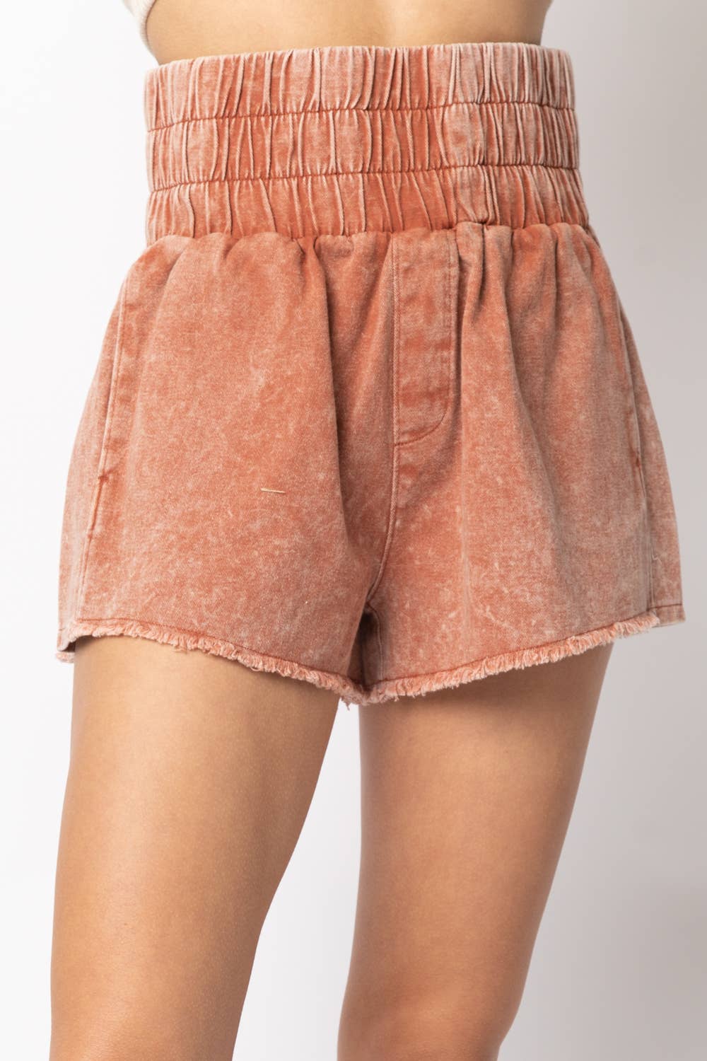 VERY J - Wholesale Shorts - Women's - NP70123-High-Waist Washed Twill Shorts10