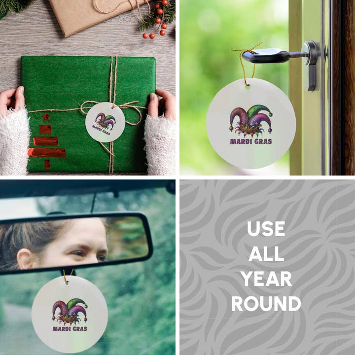 3dRose - Wholesale Ornament - 3dRose, Image of a Mardi Gras fools hat of purple, green colors, funny gift, Ornament4