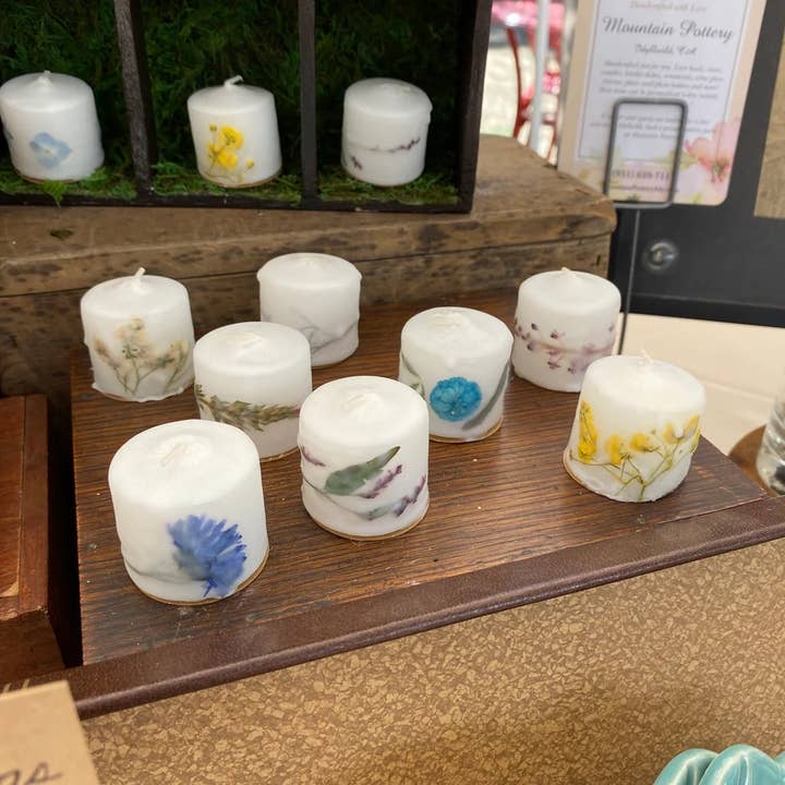 Wax Apothecary - Wholesale Pillar Candle - 🌸 Hand-Dipped Wildflower Votive - Real Pressed Flowers 🌼