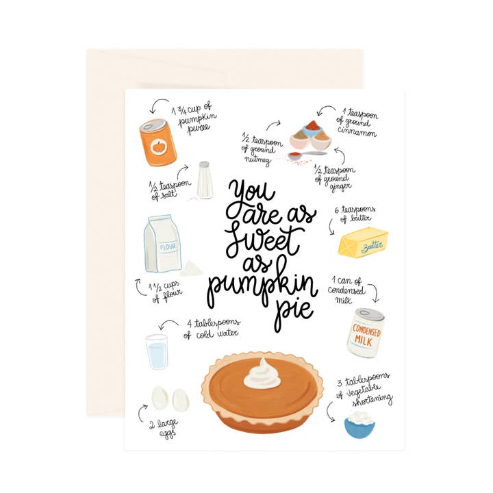 Sweet as Pumpkin Pie Everyday Greeting Card for wholesale by Paige & Willow