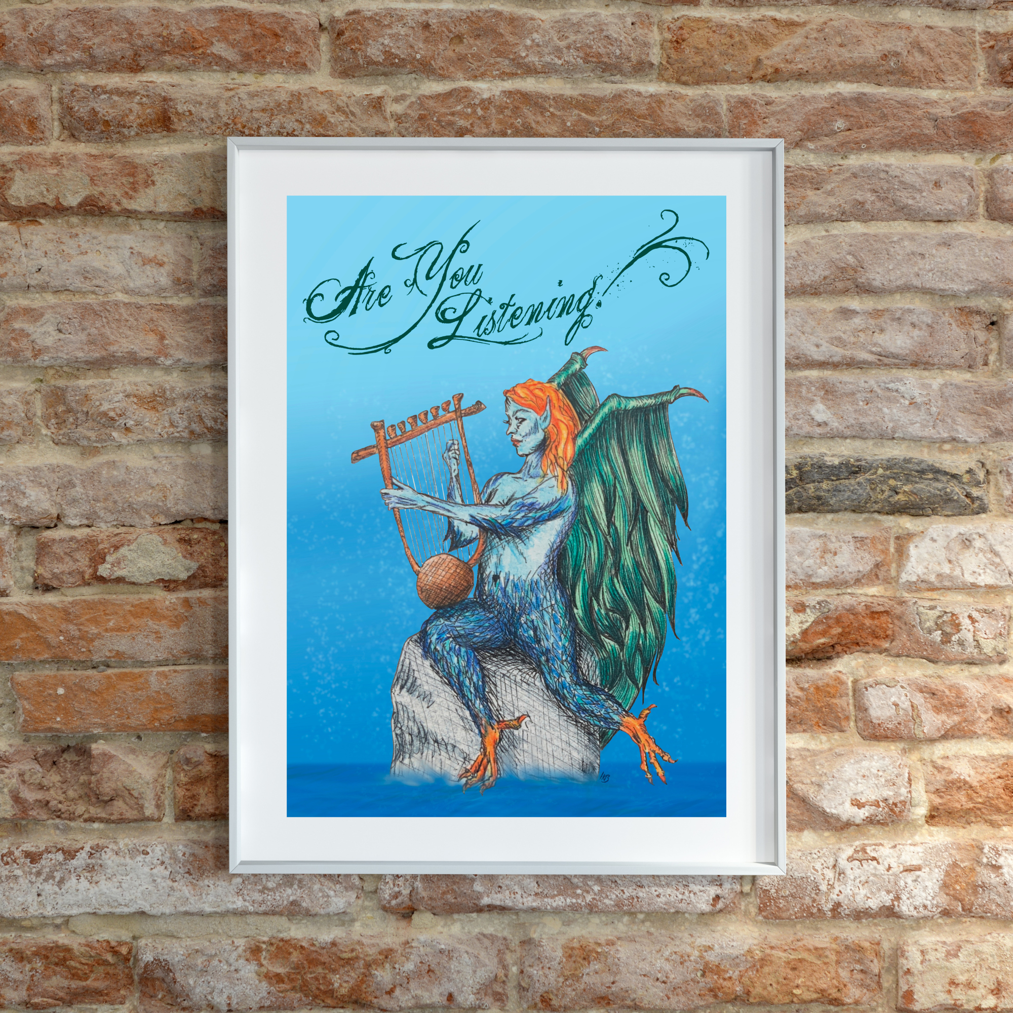Hannah Kate Makes - Wholesale Art Print - Are You Listening? Art Print - Siren Harpy Greek Mythology2