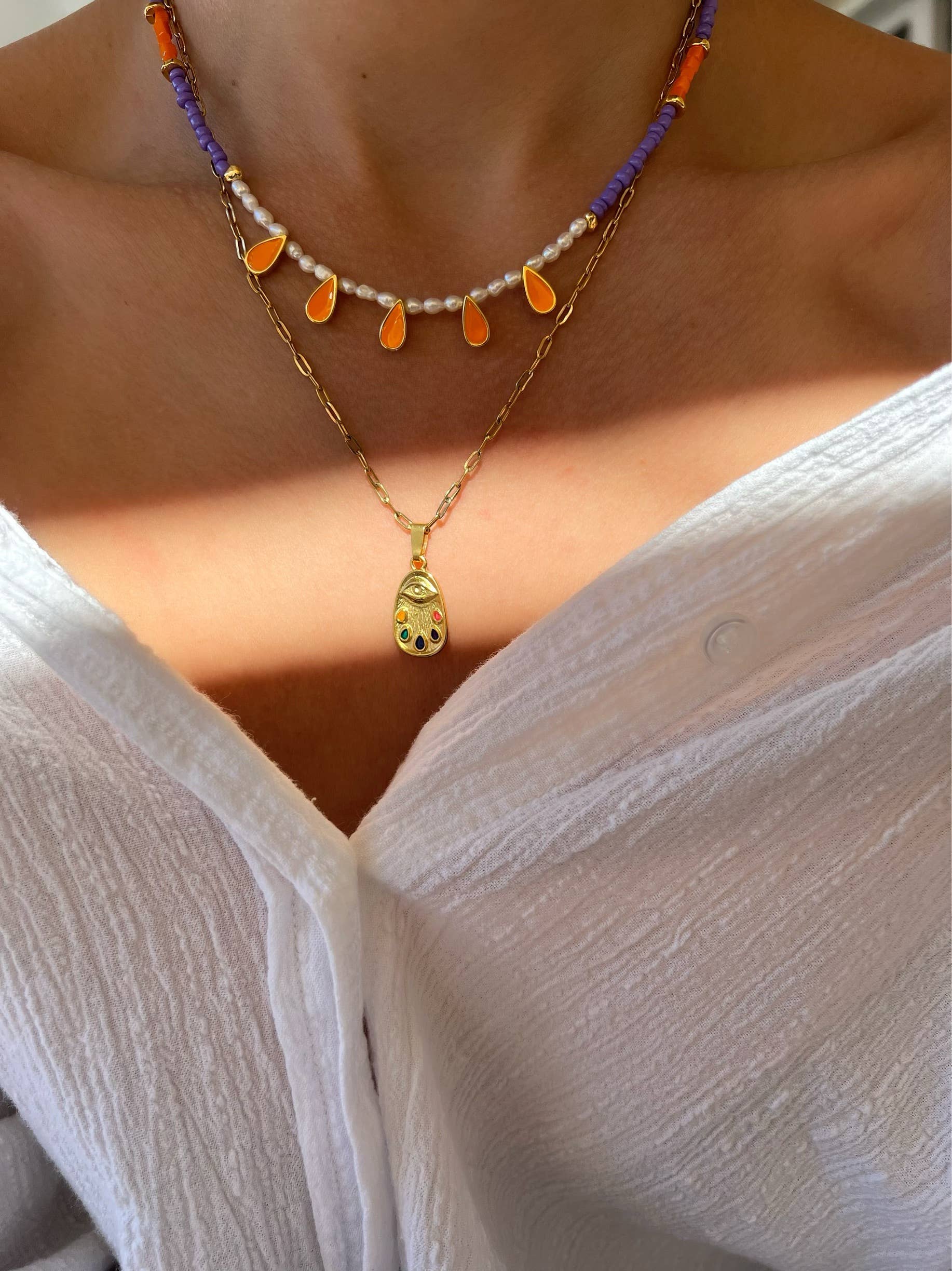 Christina Christi – wholesale Pendant/charm necklace – Everyday Gold Evil Eye Necklace, Long Evil Eye Pendant1