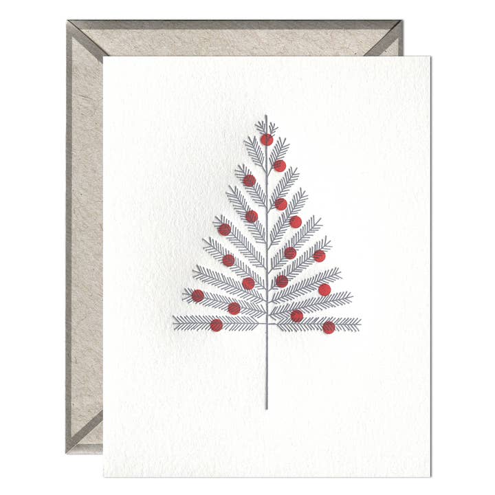 INK MEETS PAPER - Wholesale Christmas Card - Aluminum Tree Vintage Letterpress Christmas Card1