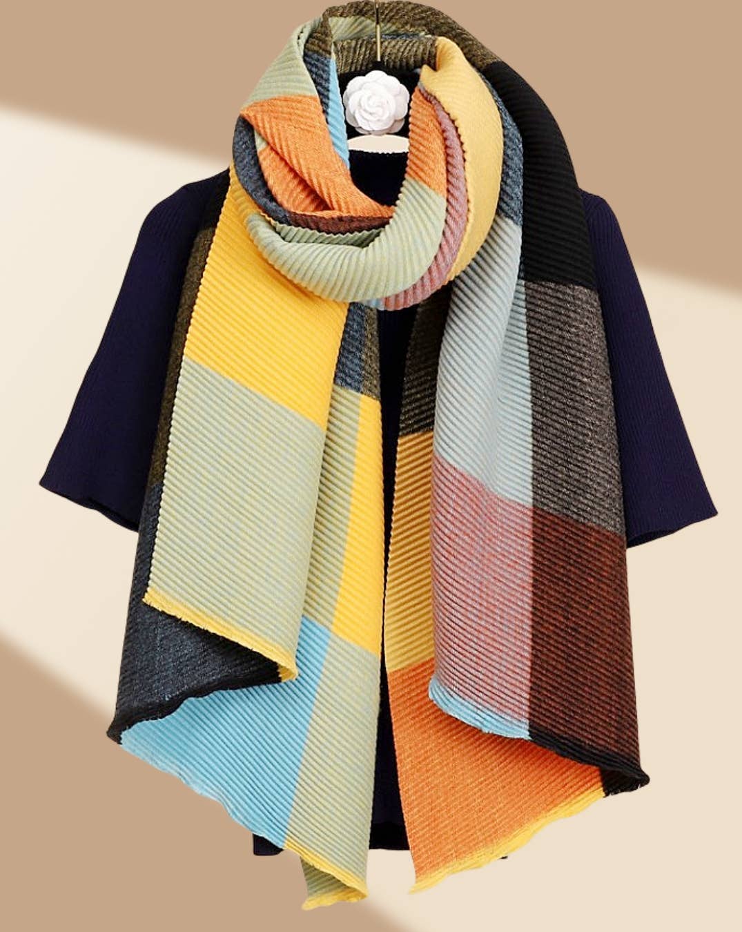 JC Sunny Fashion – wholesale Halsduk - Dam – JC021032 Lyxig 3D-texturerad skrynklig scarf0