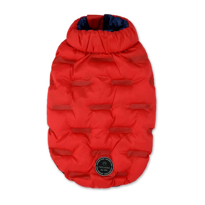 Reversible Dog Puffa Jacket Red-Navy for wholesale by PetLondon