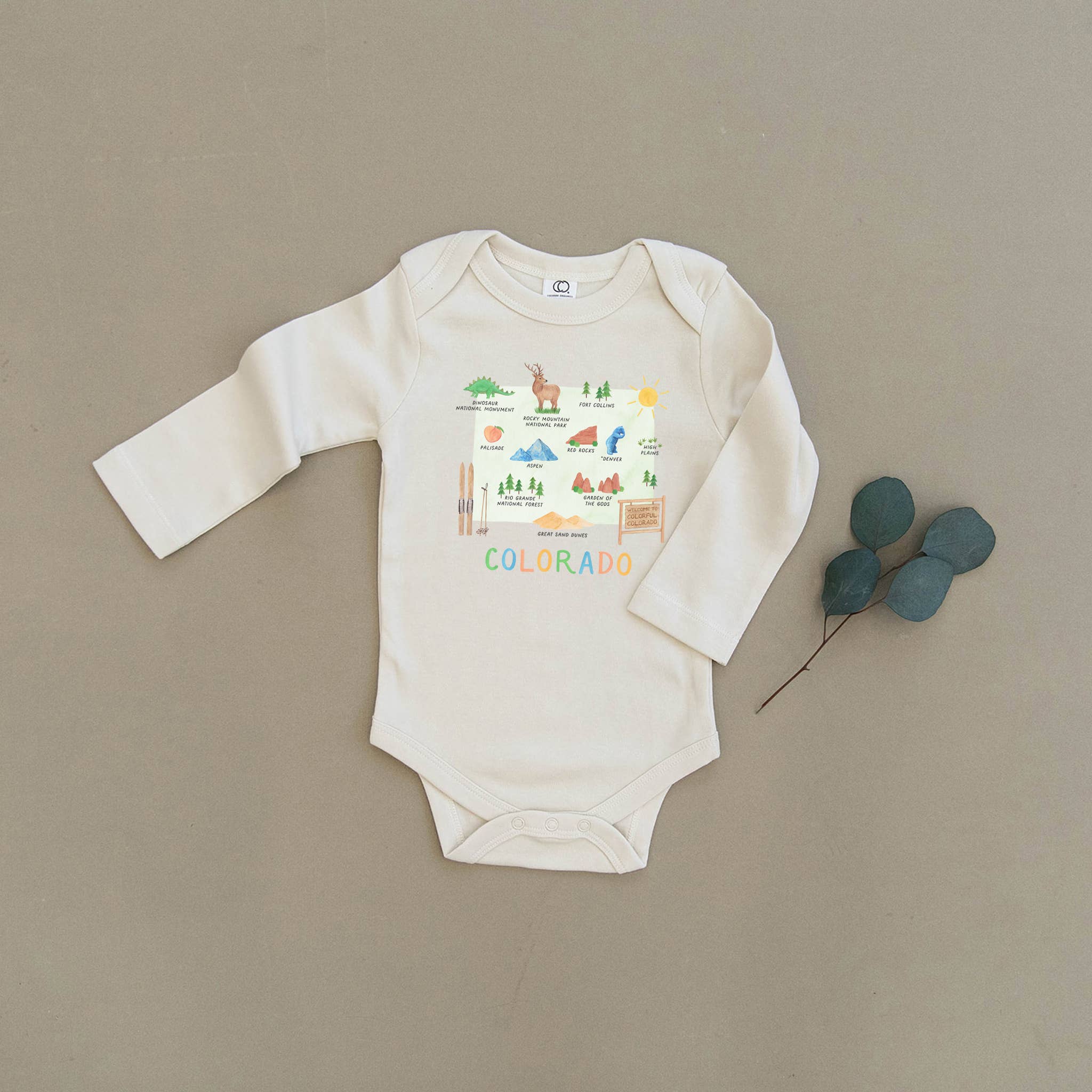 Urban Baby Co. - Wholesale Bodysuit (Non-Footed) - Baby - Colorado Map Organic Baby Onesie1
