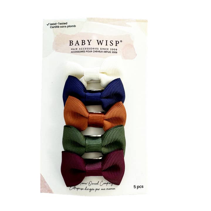 5 Toddler Baby Ribbon Bows HairClip Snap Clip - Fall Palette for wholesale by Baby Wisp