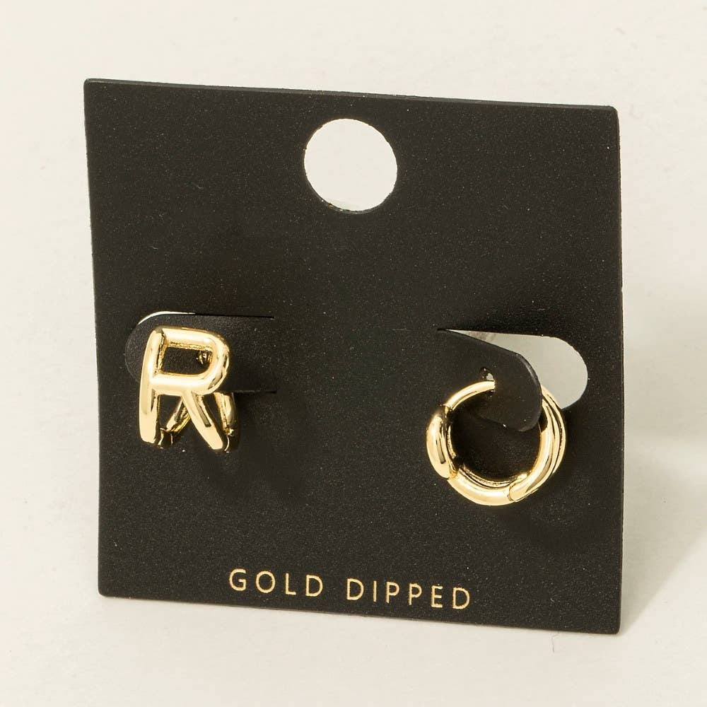 Fame Accessories – wholesale Hoop-örhängen – Guldpläterade miniörhängen med initialbokstav14