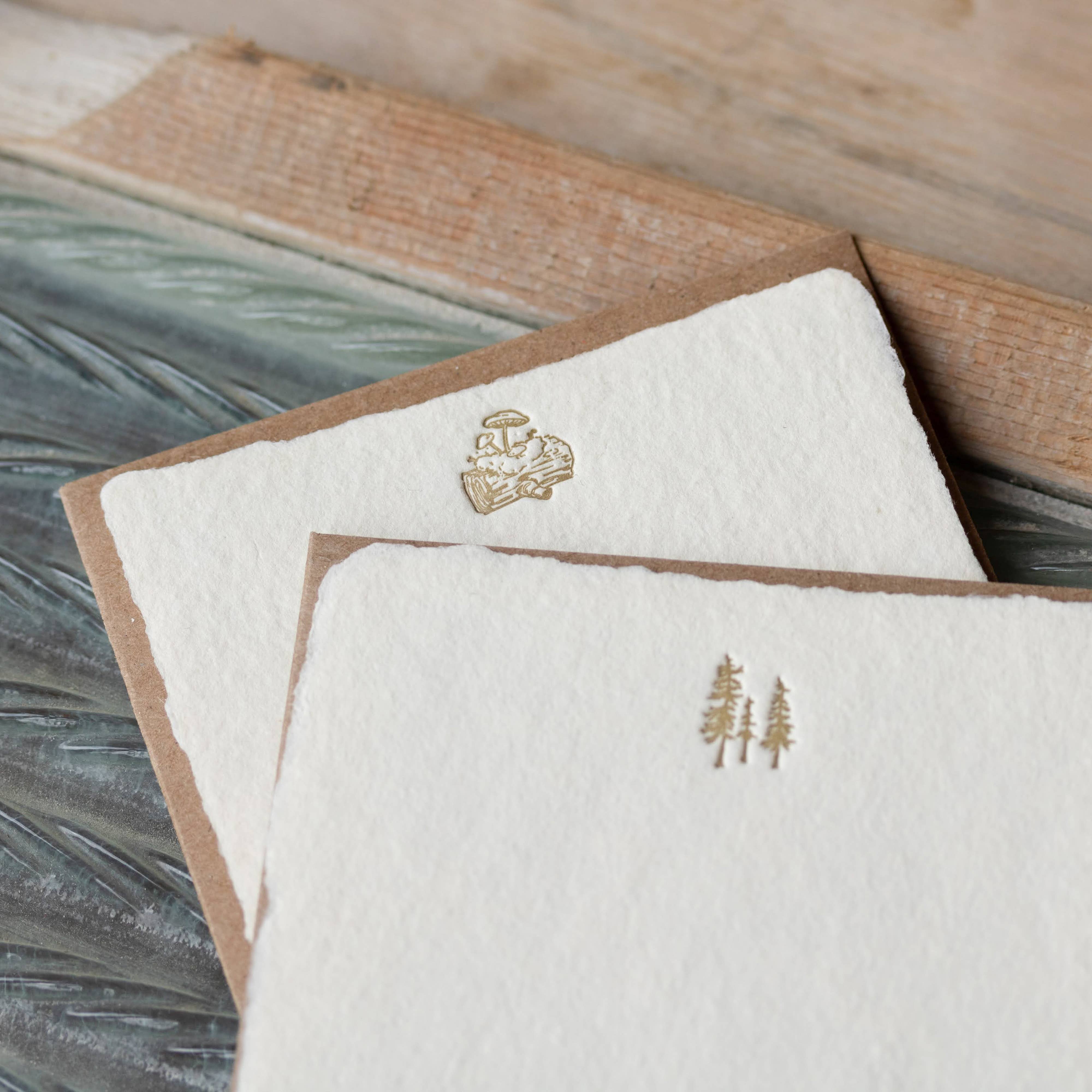Oblation Papers & Press - Wholesale Stationery/Notecard Set - Trees Deckled Handmade Paper Letterpress Note2