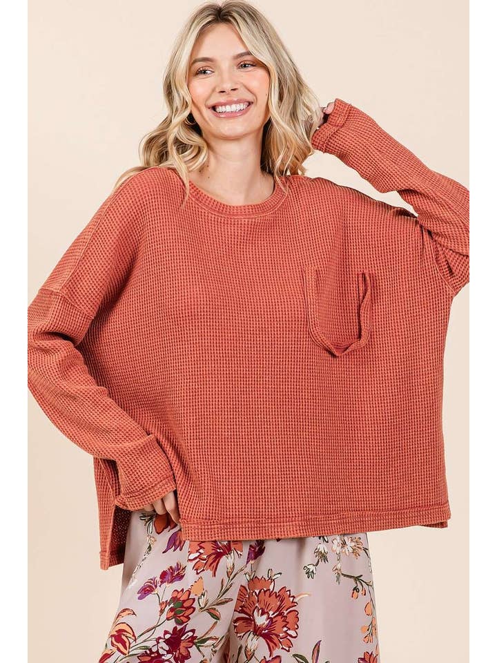 mittoshop - Venta al por mayor Jersey corto de punto - Mujer - TOP TIPO GOFRE DE MANGA LARGA CON BOLSILLO RECORTADO EN LAVADO MINERAL5