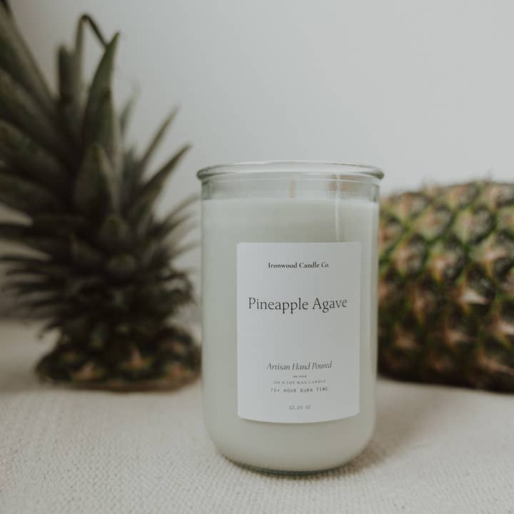 PINEAPPLE AGAVE SOY CANDLES for wholesale by Ironwood Candle Co.