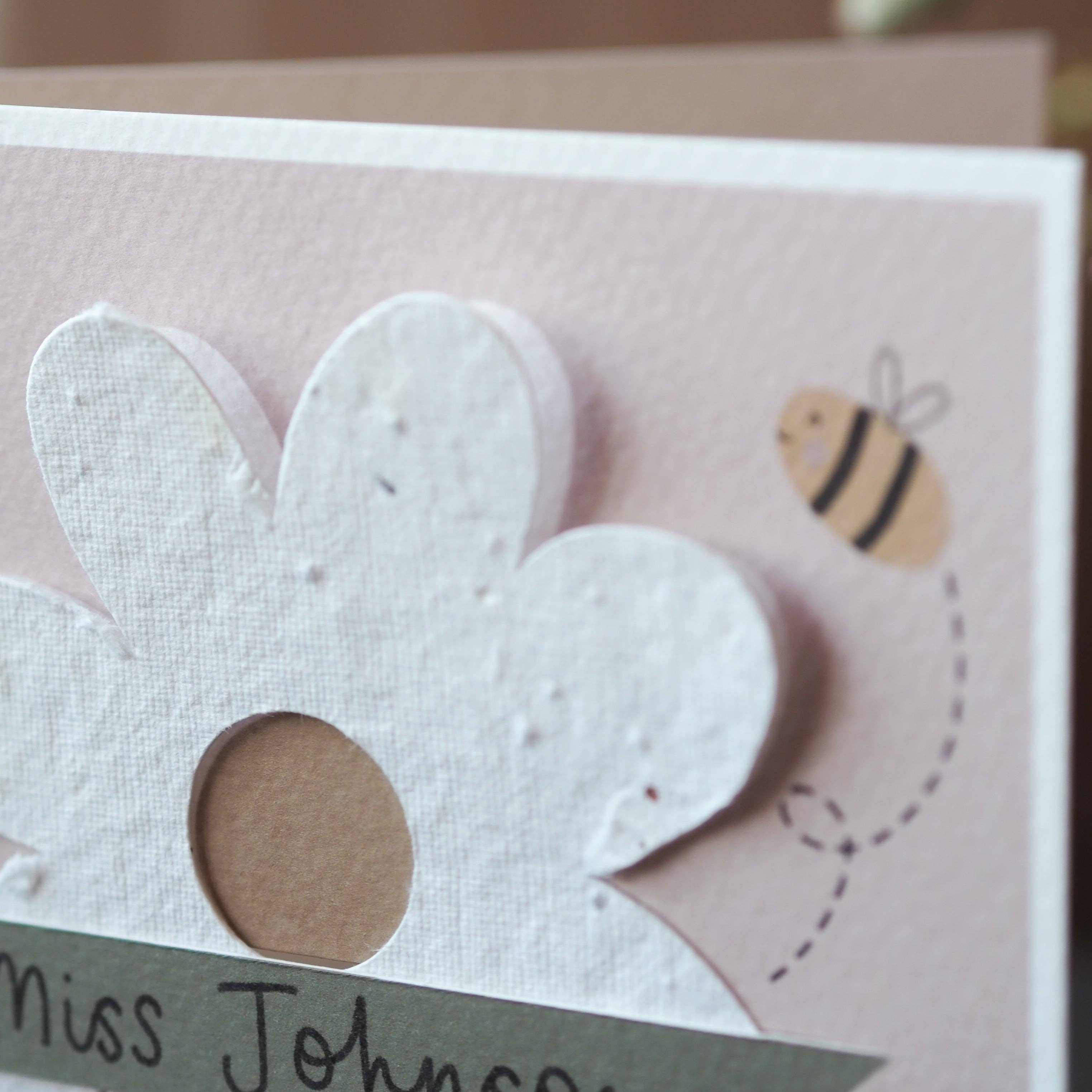 Little M – wholesale Teacher/back-to-school card – Teacher Thank You For Helping Me Grow Card With Plantable Seed Daisy - Can Be Personalised2