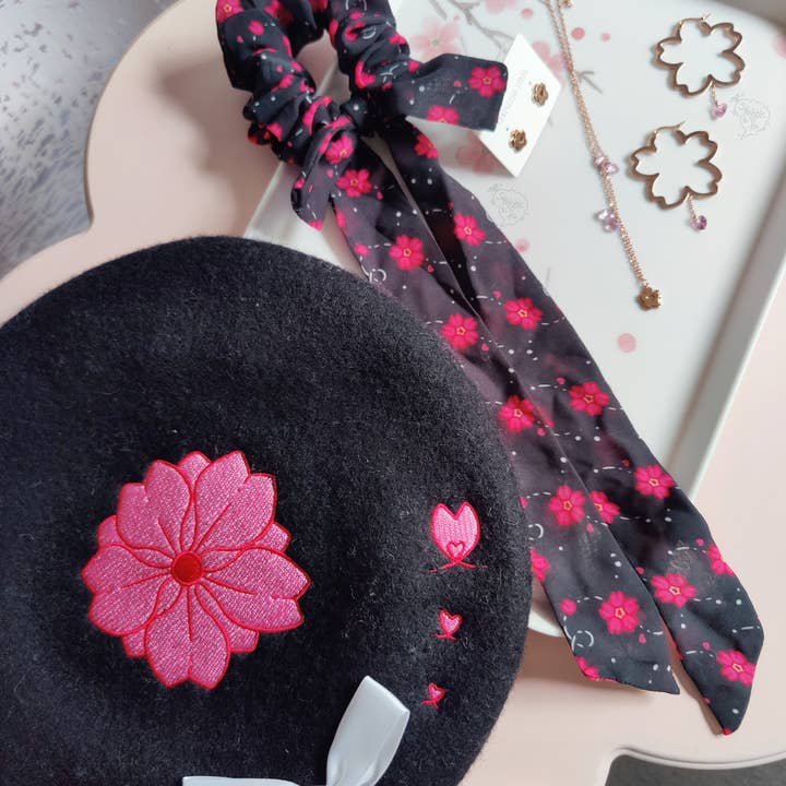 squibblefu - Wholesale Beret - Unisex - Sakura Bow Beret | SakurAccessories7