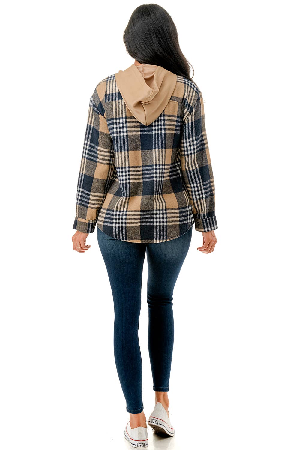 Color 5 – Casaco camiseiro – Mulher por atacado – Casaco de flanela xadrez de tamanho grande com capuz e bolsos 4