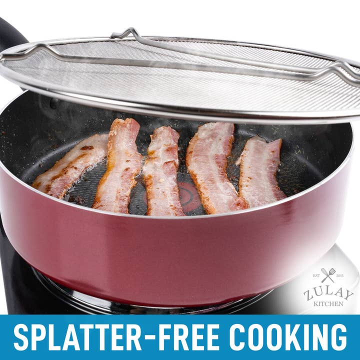 Zulay Kitchen - Wholesale Kitchen Tool/Gadget - Splatter Screen for Frying Pan – 11.5-Inch Black Handle