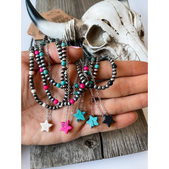 Boho Ranch Shop - Wholesale Pendant/Charm Necklace - Star Layered Choker Necklace Western Pendant Necklace Choker