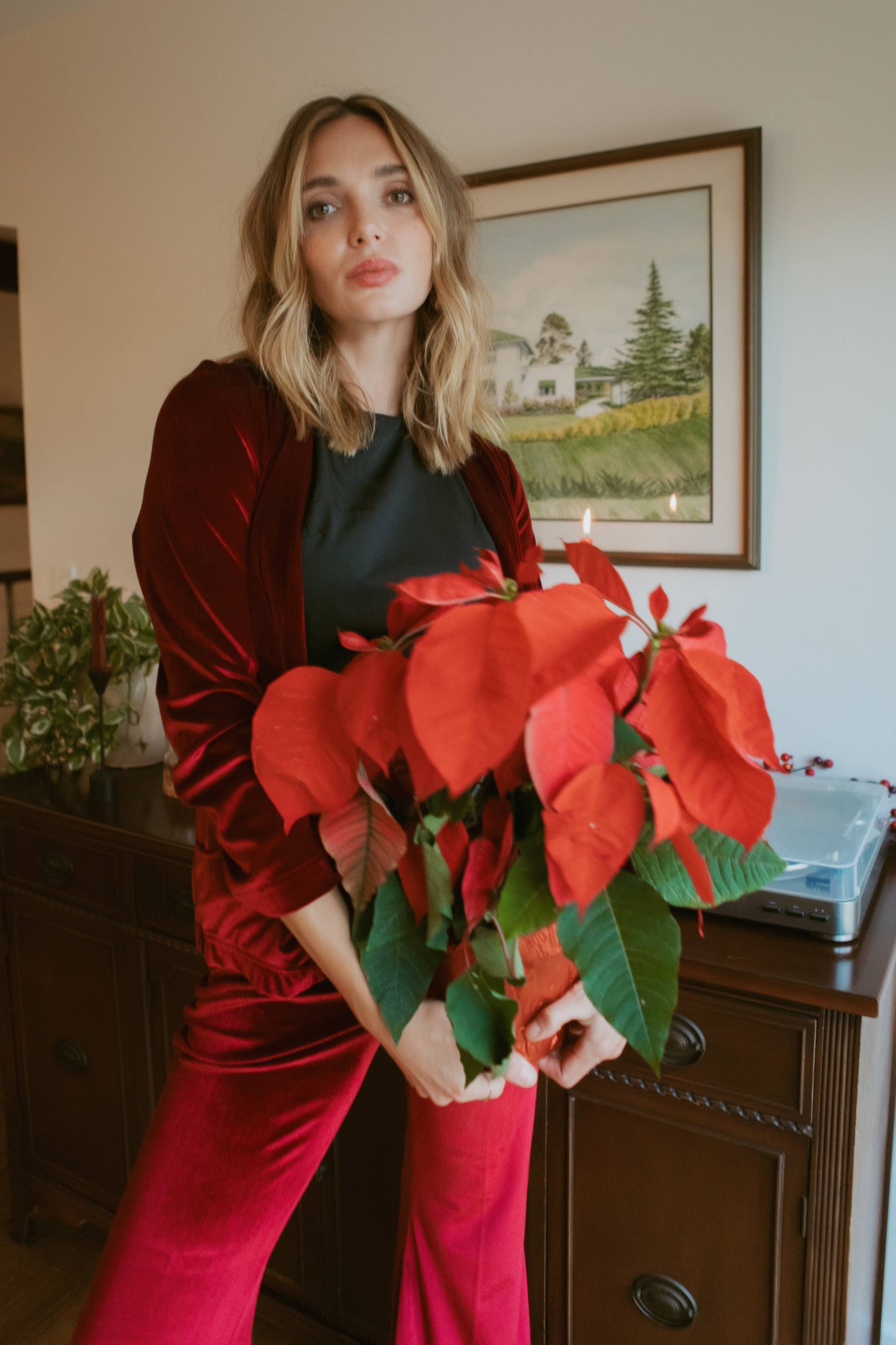 Jennafer Grace - Vendita all'ingrosso Pantalone - Donna - Zampa di velluto color sangue di bue3