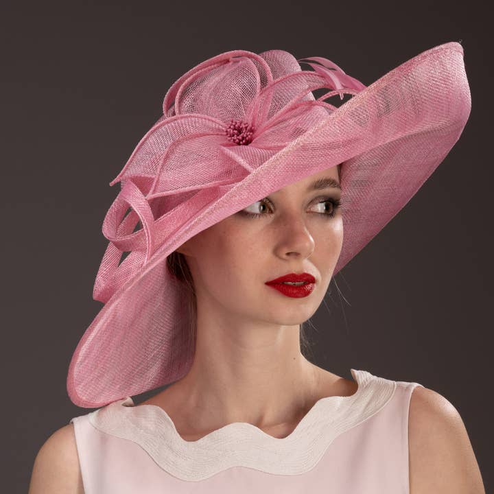 KaKyCo - Wholesale Fascinator Hat - Women's - 113038 | Side Sweep Sinamay Flower Feather Bow Sinamay Hats