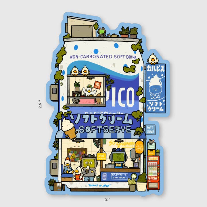 Calpico Soft Serve Vinyl Sticker for wholesale by sushiboiiiyy