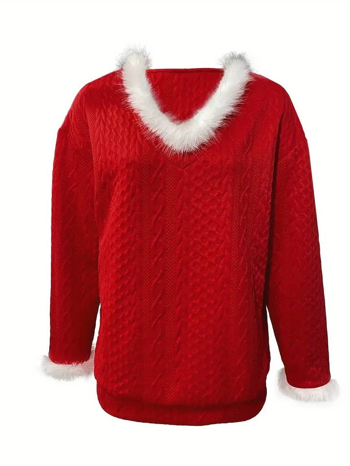 Christmas top V-neck sweatshirt for wholesale by Rosa Clothing