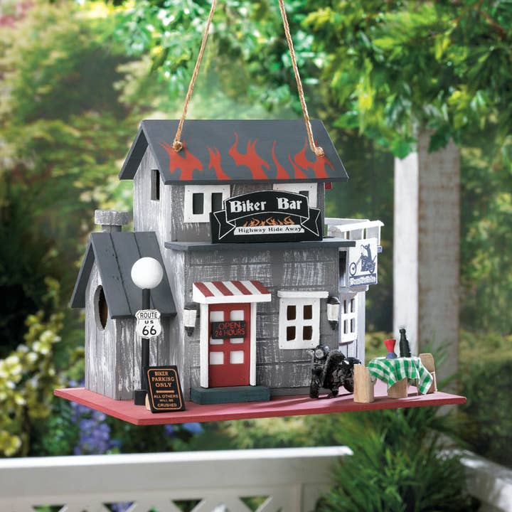 Zingz Home - Wholesale Bird House - Route 66 Biker Bar Birdhouse