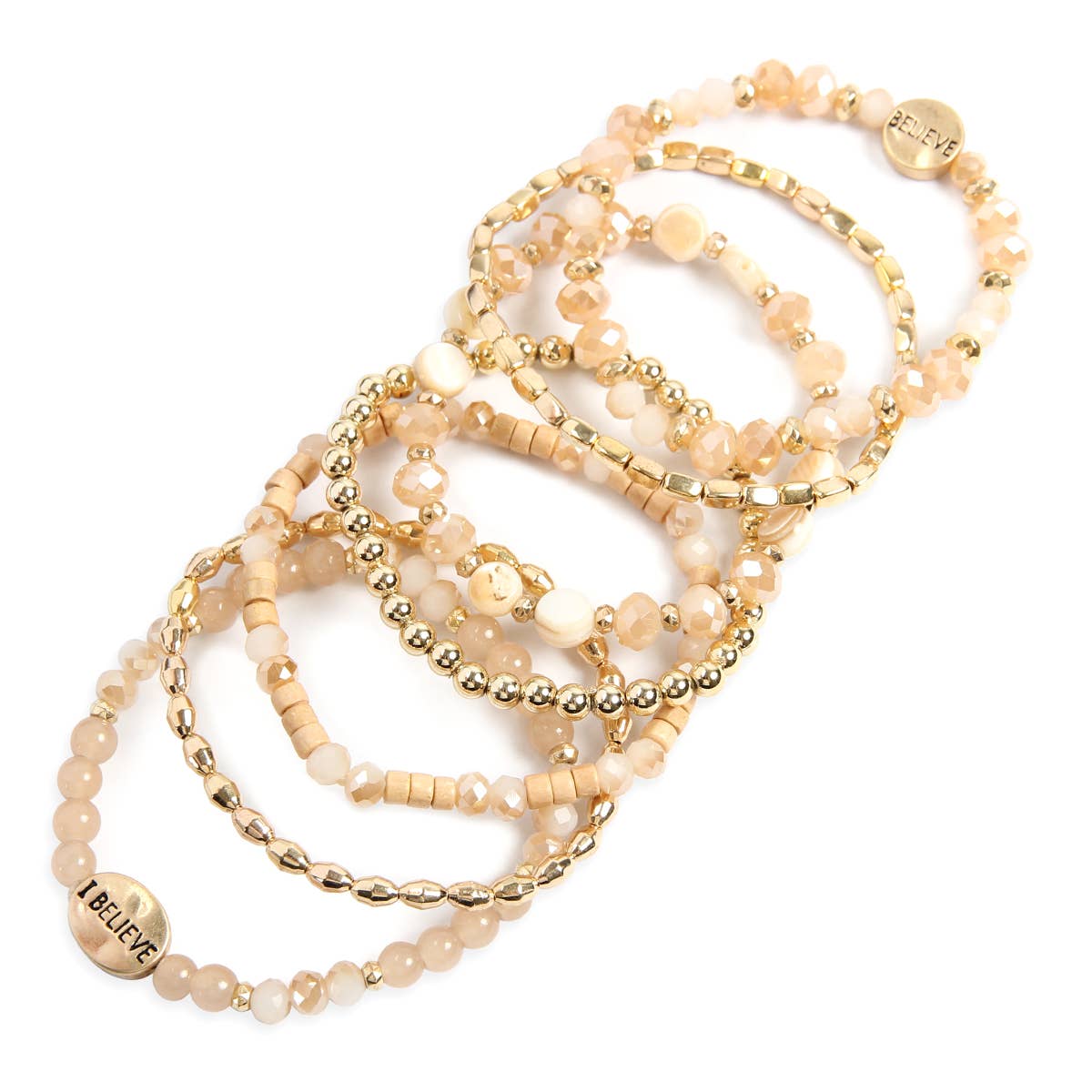 MYS Wholesale Inc - Wholesale Beaded Bracelet - Trendy I Believe Charm Mix Beads Stackable Bracelet7