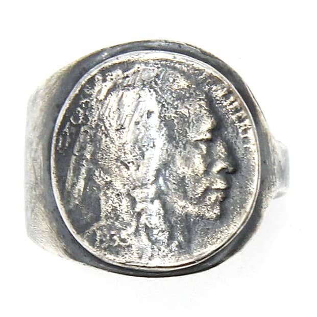 Herrenring aus Silber mit Indianerkopf-Münzdesign für den Großhandel von Orus bijoux men