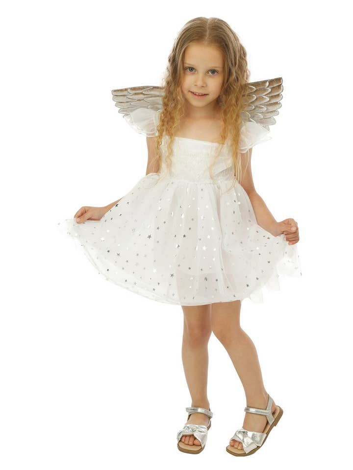 Fato Anjo - Branco, Prata - Menina - 3/4 Anos por atacado de P'tit Clown