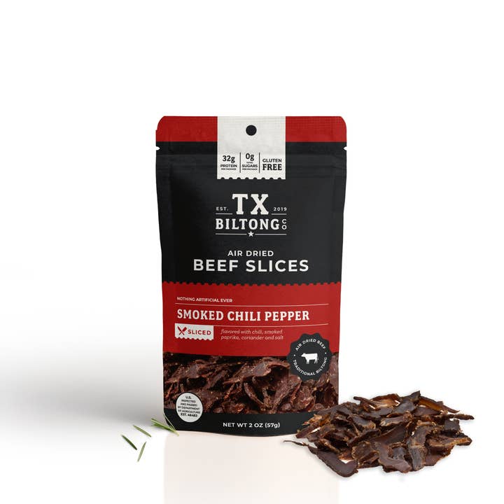 TX Biltong Co - Wholesale Jerky - Smoked Chili Pepper - Sliced Biltong Jerky