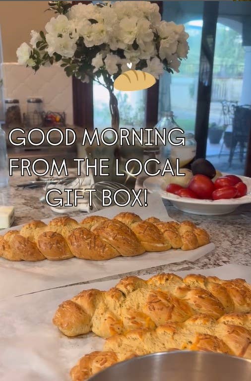 The Local Gift Box featuring Bready or Knot Challah by Nancy - Wholesale Bread/Tortilla - Large Buttery Challah Bread 24" x8" x 4" 1
