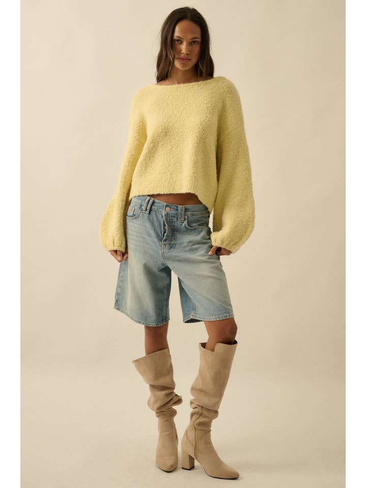 Promesa USA - Wholesale Knitted jumper – Women′s - Textured Knit Bubble-Sleeve Sweater9