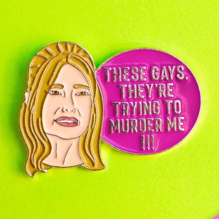These Gays! Tanya Enamel Pin - Pop Culture Gift, Display-Ready for wholesale by Studio Montalvo