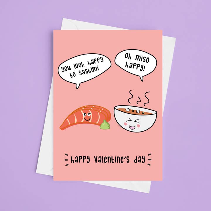 Parecer-te Feliz To Sashimi - 5 x 7 Cartão dos Namorados por atacado de Laura Lonsdale