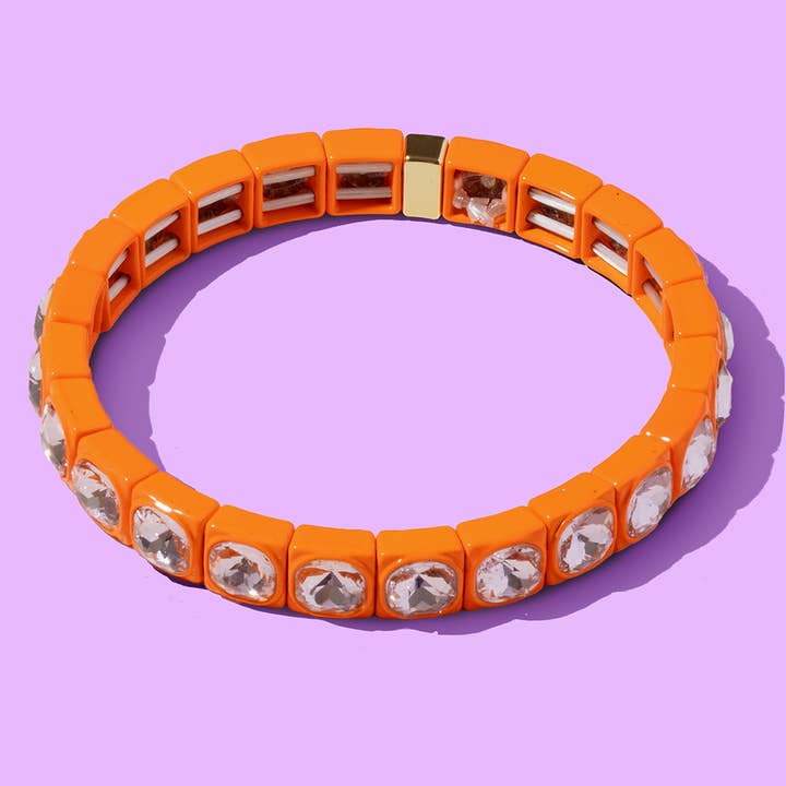 Taylor Elliott Designs - Wholesale Bangle Bracelet - Enamel Stretch Bracelet - Rounded Square Stones - Zoe4