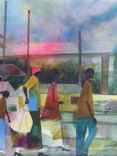 Una passeggiata su Lee St. Stampa ad acquerello per la vendita all'ingrosso da parte di SBrownART