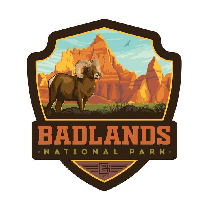 Badlands NP Vulture Peak Emblem Klistermärke för wholesale av Tourist Courts