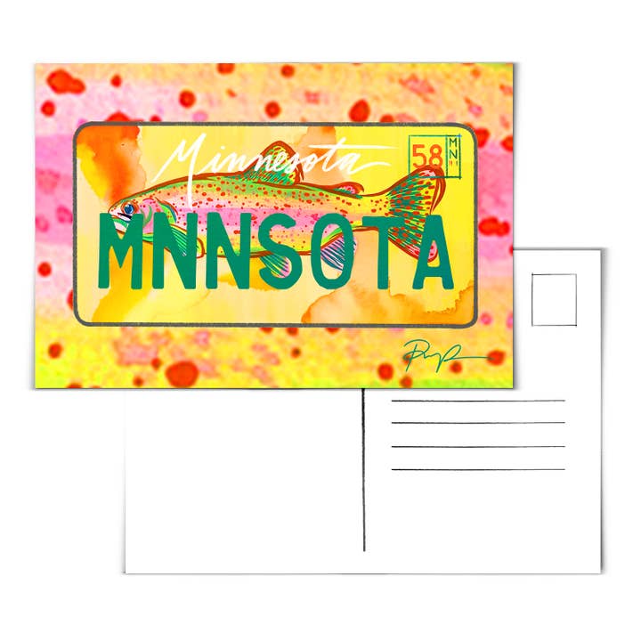Carte postale de plaque d'immatriculation « Minnesota » pour la vente par Paige Poppe Art