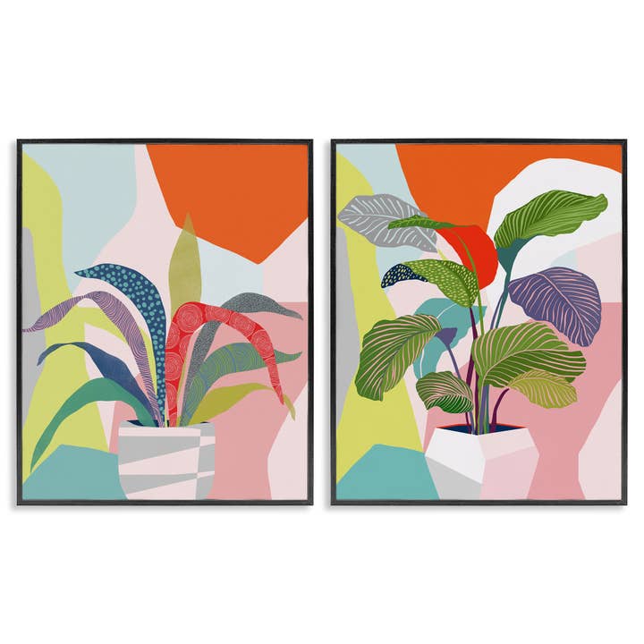 Lively Patterned Plant Leaves Framed Art for wholesale by Stupell Industries