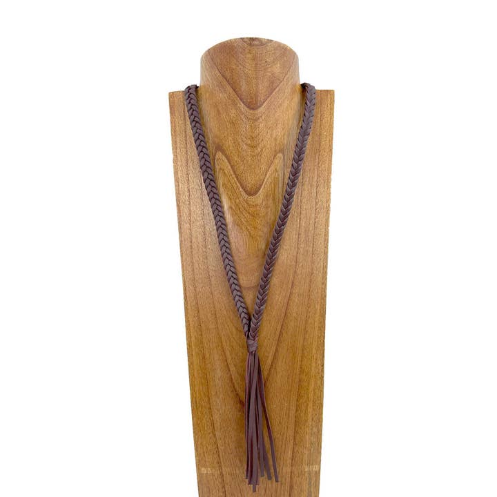 NKY240212-01 30 tum svart flätat läderhalsband för wholesale av Western Elite Jewelry