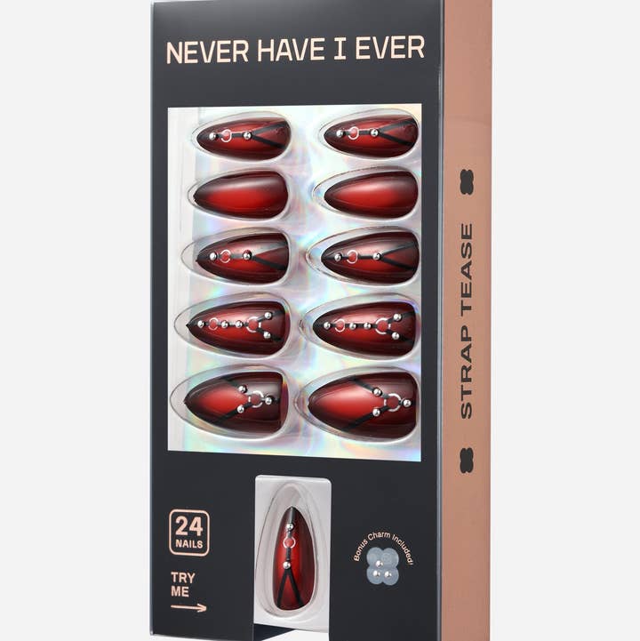 STRAP TEASE - ALMOND PRESS-ON NAILS for wholesale by Never Have I Ever