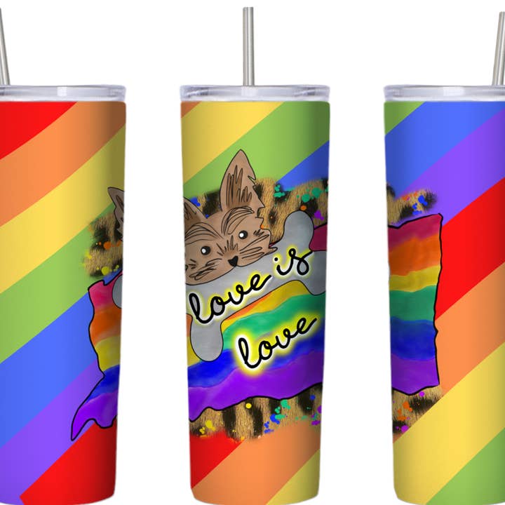 Amor É Amor Cachorro 20 Oz Tumbler Pride LGBTQ por atacado de Perfectly Diverse Trendz, LLC
