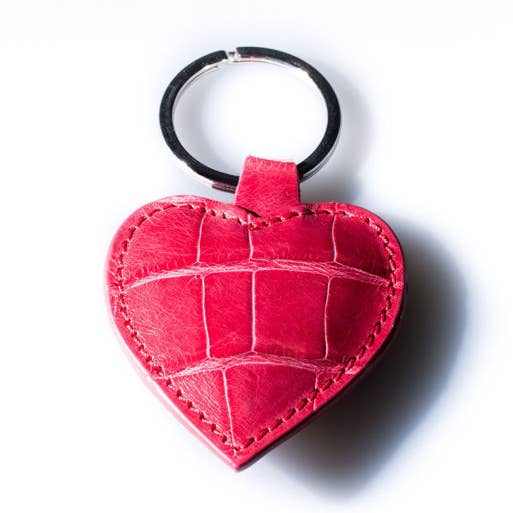 Nyckelring i äkta alligatorläder i hjärtform för wholesale av Bochicchio Cinture